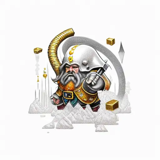 dwarf mining gold tattoo design idea