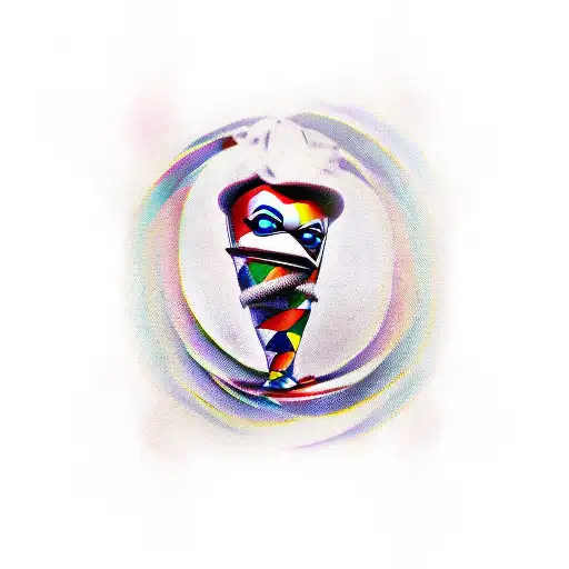 funny harlequin figure tattoo design idea