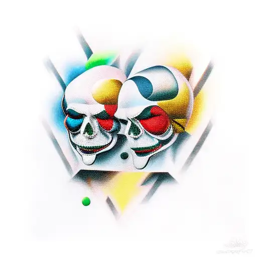 funny Harlequin figure tattoo design idea