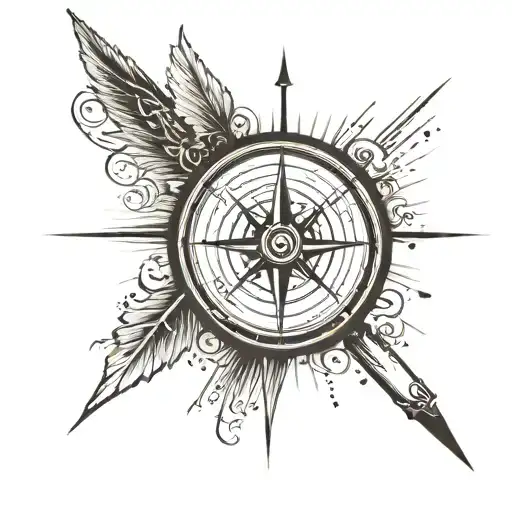 a compass and light rays that says i use your light to find the way  tattoo design idea