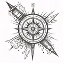 a compass and light rays that says i use your light to find the way  tattoo design idea