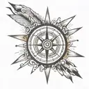 a compass and light rays that says i use your light to find the way  tattoo design idea