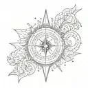 couples tattoo featuring a compass, light, and guiding me home tattoo design idea