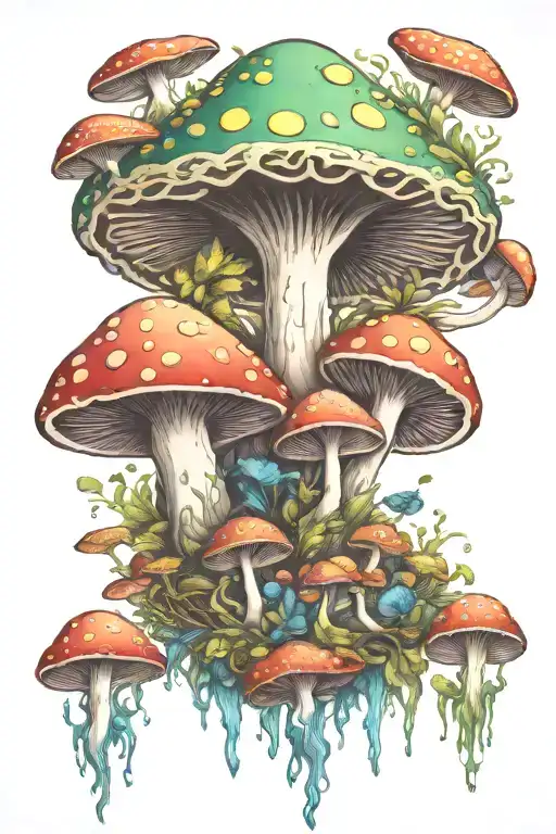 Psychedelic Mushroom Mandala tattoo design idea