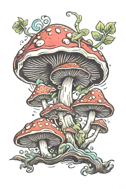 Psychedelic Mushroom Trip tattoo design idea