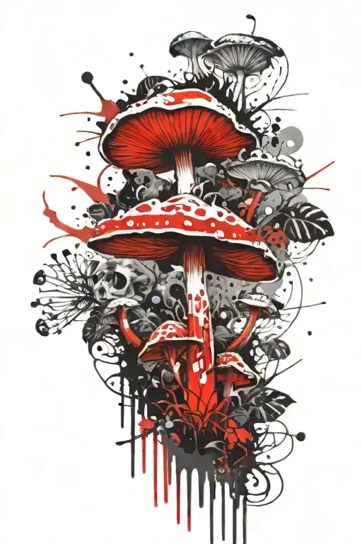 Psychedelic Mushroom Trip tattoo design idea