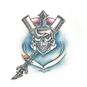 wizard with sword tattoo design idea