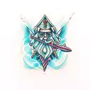 wizard with sword tattoo design idea