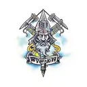 wizard with sword tattoo design idea