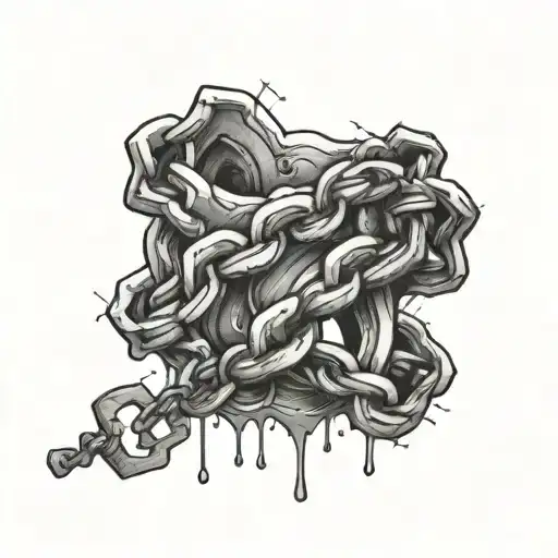 A broken chain being mended together, representing a broken neck healed tattoo design idea