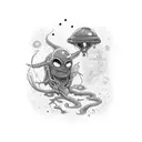 flash alien tattoo design idea