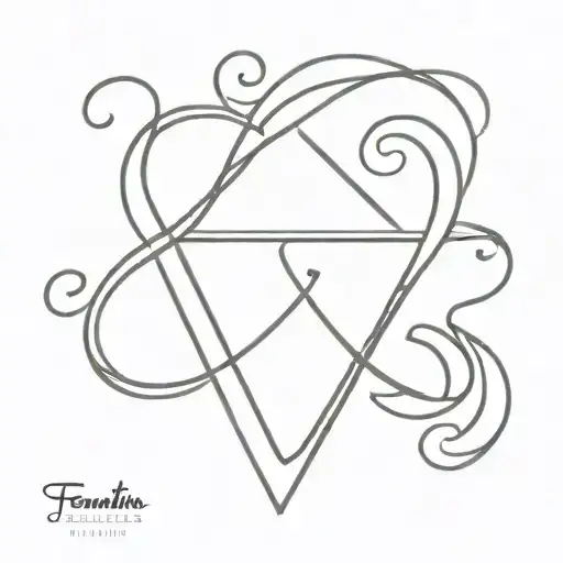 A easy minimalist tattoo of a satanic symbol or idea intertwined with the sign of Leo with love with pervitin tattoo design idea