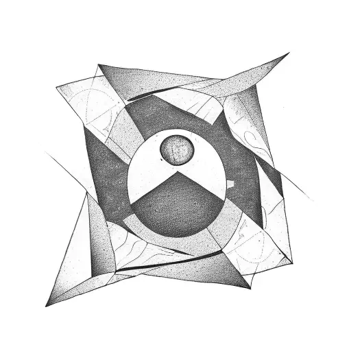 Triangles, earth, sun tattoo design idea