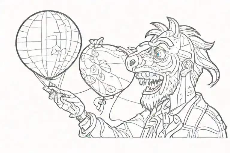 Bojack Horseman looking at balloon tattoo design idea