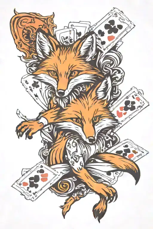 card where the fox plays the cards jack and ace tattoo design idea