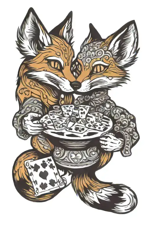 card where the fox plays the cards jack and ace tattoo design idea