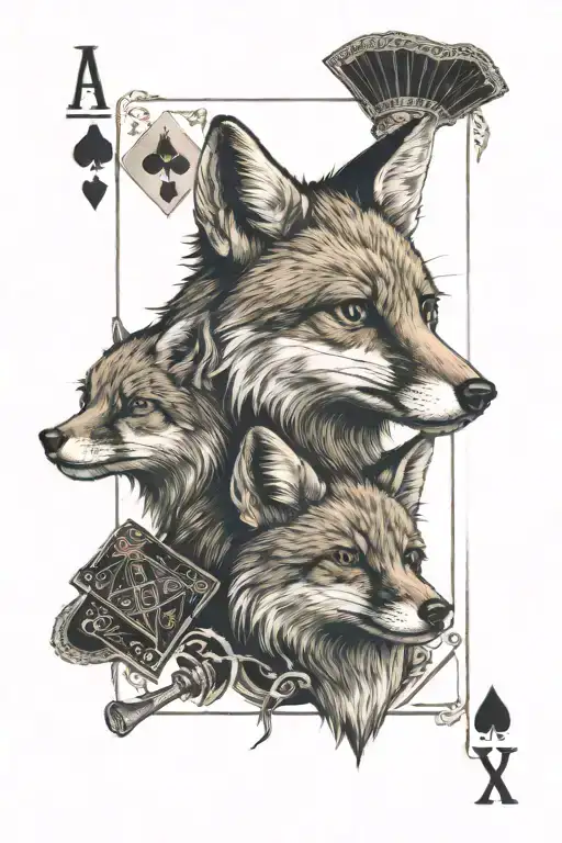 card where the fox plays the cards jack and ace tattoo design idea
