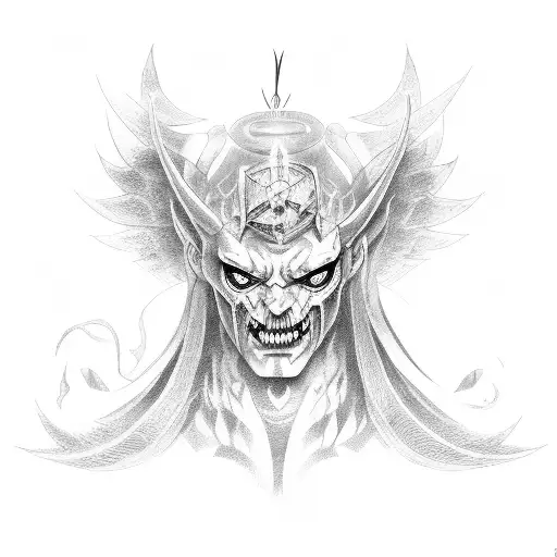 Demon with angel shadow tattoo design idea