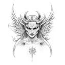 Demon with angel shadow tattoo design idea