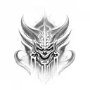 Demon with angel shadow tattoo design idea