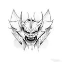 Demon with angel shadow tattoo design idea