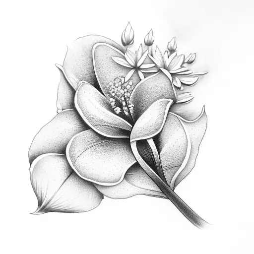heather flower and lilly flower tattoo design idea