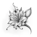 heather flower and lilly flower tattoo design idea