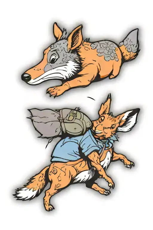eeyore and a fox with a rabbit tattoo design idea