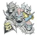 bender. original megatron. shredder. skeletor. majin vegeta. akuma. goro tattoo design idea