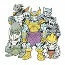bender. original megatron. shredder. skeletor. majin vegeta. akuma. goro tattoo design idea