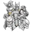 bender. original megatron. shredder. skeletor. majin vegeta. akuma. goro tattoo design idea