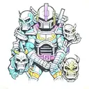 bender. original megatron. shredder. skeletor. majin vegeta. akuma. goro tattoo design idea