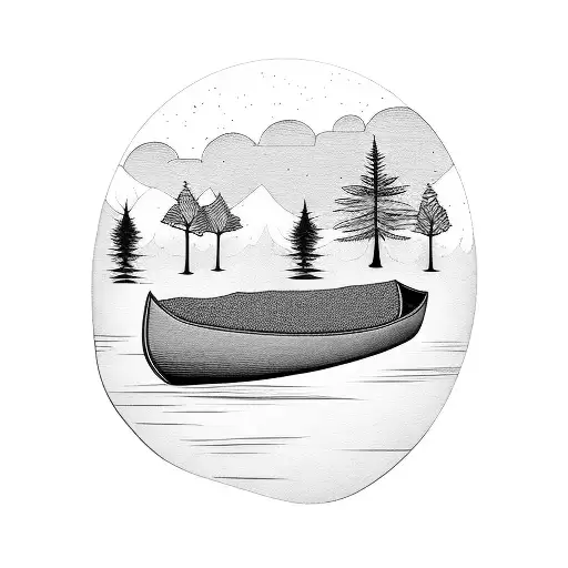 canoe and trees tattoo design idea
