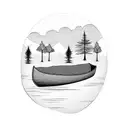 canoe and trees tattoo design idea