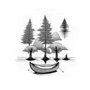 canoe and trees tattoo design idea