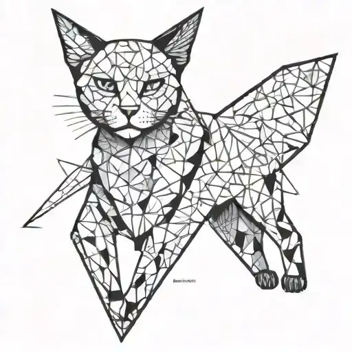 cat or cat head using the words jinx angel and socks tattoo design idea