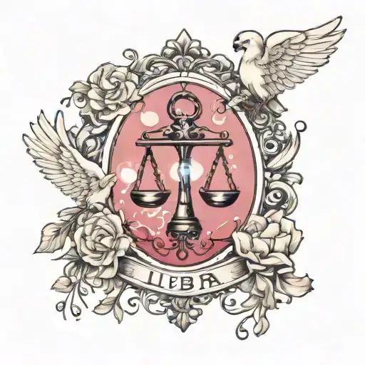 zodiac sign libra with a translucent letter From the wings as if ink is dripping tattoo design idea