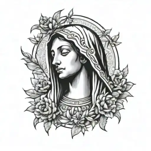 virgin mary weeping tattoo design idea