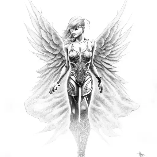 dark angel wearing jordan shoes  tattoo design idea