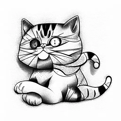 toy cat tattoo design idea