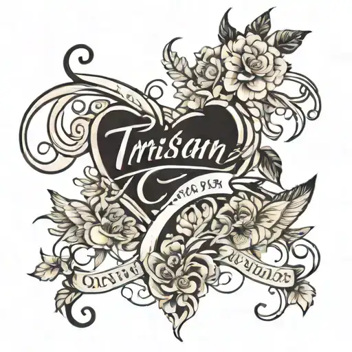 Tristan, Grayson, Ava  cursive  tattoo design idea