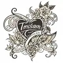 Tristan, Grayson, Ava  cursive  tattoo design idea