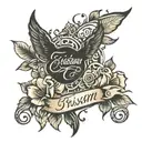 Tristan, Grayson, Ava  cursive  tattoo design idea