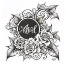 Tristan, Grayson, Ava  cursive  tattoo design idea