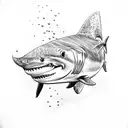 scuba diver with shark tattoo design idea