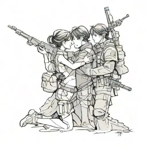 war, impossible love and loyalty tattoo design idea