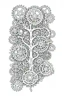 An intricate tree of life design intertwined with gears and cogs, representing your connection to nature and machines tattoo design idea