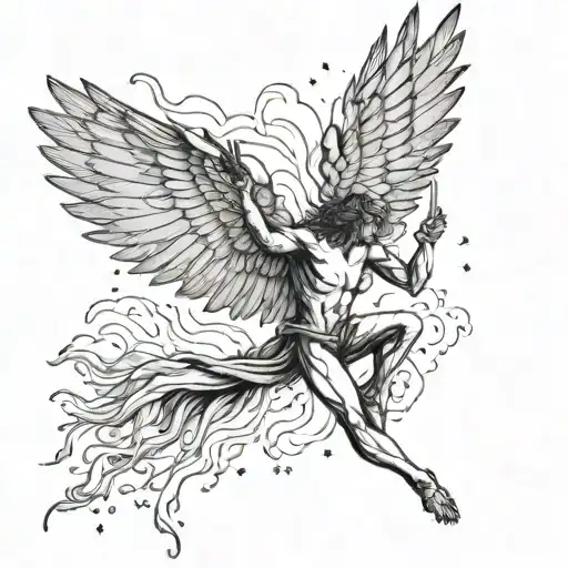 Icarus falling from the sky tattoo design idea