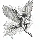 Icarus falling from the sky tattoo design idea