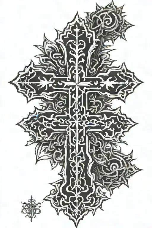 Orthodox cross made of spikes  tattoo design idea